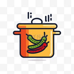 智利辣椒煮锅图标平面设计 向量