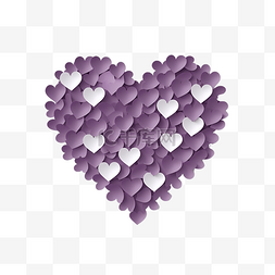 白色折纸心图片_白色和紫心剪纸风格