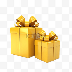 漂浮金丝带图片_用丝带封闭的黄色礼品盒 3D 渲染