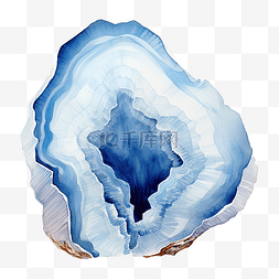 水晶蓝色蕾丝玛瑙水彩插图
