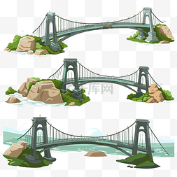 拱桥图片_桥梁剪贴画，一组不同视图的桥梁