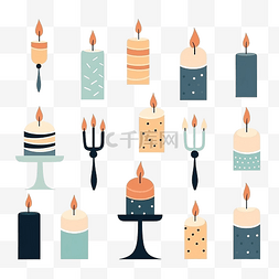 简约火焰图片_简约风格的蜡烛和烛台插图
