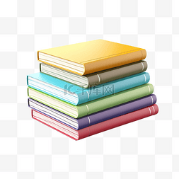 英英字典图片_图书馆书籍多柔和色彩3d元素png