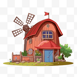 谷仓剪贴画卡通农舍与条纹屋顶和
