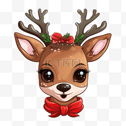 鹿头图片_可爱的圣诞鹿的脸所有元素都是孤
