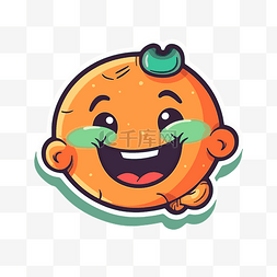 可爱脸贴纸图片_可爱的橙色婴儿脸贴纸 向量