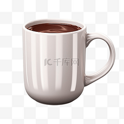 白色马克杯子图片_白色杯子插图中巧克力饮料的 3D 