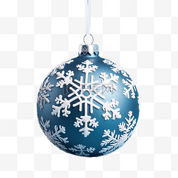蓝纸上有白色雪花装饰的圣诞球