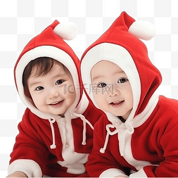 冬季小帽子图片_快乐可爱的小男孩和女孩穿着红色