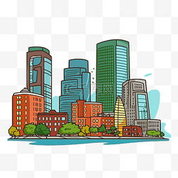 波士顿剪贴画 城市和它的建筑物