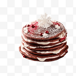 早餐冰淇淋图片_带圣诞装饰的红色天鹅绒煎饼早餐
