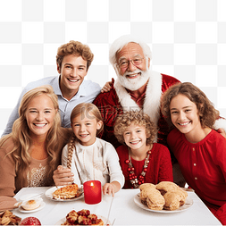 孩子吃得开心图片_多代家庭在圣诞晚宴上玩得开心
