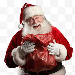 圣诞老人带着满满一袋礼物感到惊