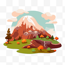 风景剪贴画多彩山在秋天白色背景