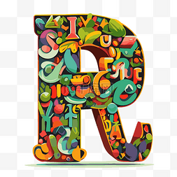 水果和蔬菜字母图片_彩色字母 r 由水果和蔬菜剪贴画制