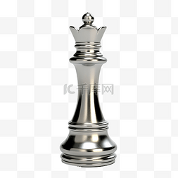 银色陶瓷国际象棋皇后 3d 渲染