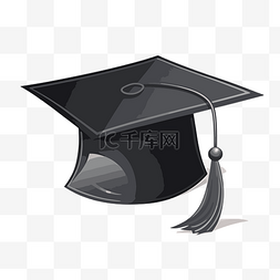 毕业帽剪贴画白色背景卡通上的黑