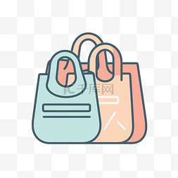 彩色袋子图片_带有两个彩色袋子的购物袋图标 