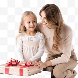 做美丽的女人图片_快乐的年轻母女为圣诞节做准备的