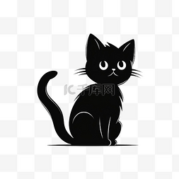 小标志剪影图片_卡通涂鸦黑猫绘图