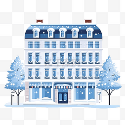 平墅图片_建筑被雪覆盖圣诞降雪在城市剪贴