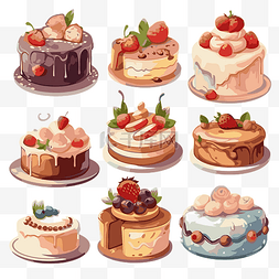 食谱插图图片_蛋糕剪贴画 超过20种不同的蛋糕卡