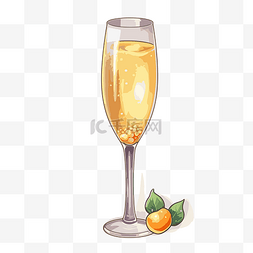 香槟杯剪贴画 香槟杯与橘子皮卡