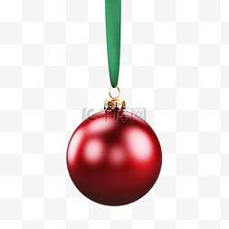 缎带球图片_挂在绿色红缎带上的圣诞小玩意
