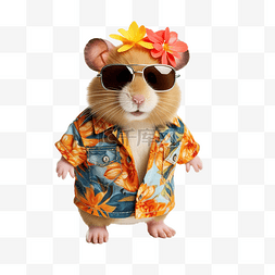 可爱的仓鼠穿着夏天的衣服