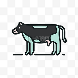 简单的牛有蓝色和黑色的轮廓 向