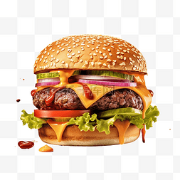 板鸭美味图片_美味的汉堡 PNG AI 生成