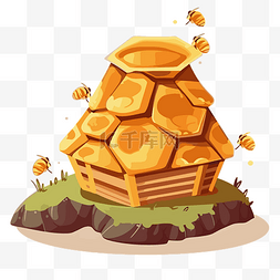 蜂窝蜂巢剪贴画卡通蜂巢结构建在