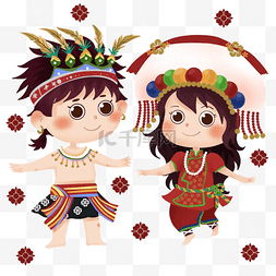 毛毛球帽子图片_台湾原住民阿美族卡通风格可爱人
