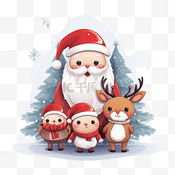卡通鹿矢量素材图片_圣诞贺卡与圣诞圣诞老人企鹅和驯