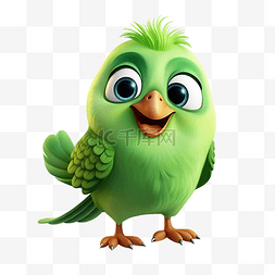 绿色可爱小鸟图片_绿色的小鸟卡通人物