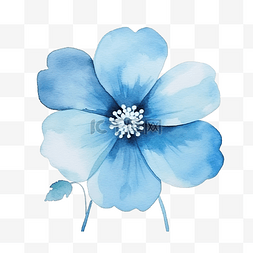 水彩蓝色绣球花图片_蓝色水彩简单花