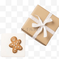 装饰圣诞礼物和姜饼的顶视图