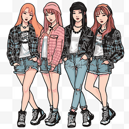 粉黑粉色图片_blackpink 剪贴画，一群粉色头发和