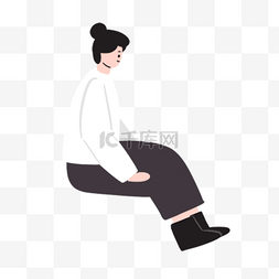 休闲人物卡通图片_一个坐着的女人
