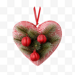 装饰心形装饰品情人节在圣诞树上