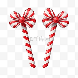 一套逼真的糖果手杖圣诞节孤立或