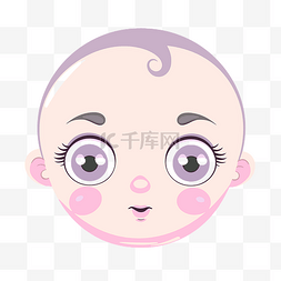 粉红色眼睛的婴儿脸剪贴画卡通头