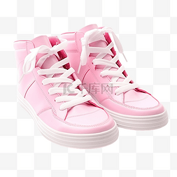 白色粉色运动鞋站立