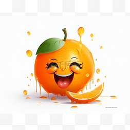 有趣的橙子用水花拍打它