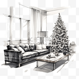 房间有图片_有沙发的圣诞节客厅