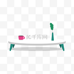 家居插画图片_茶几白色圆形