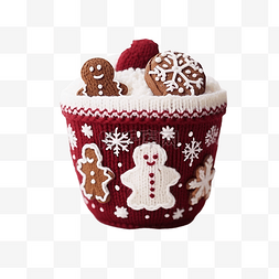 印杯子图片_白色散景前放着圣诞糖果的针织印