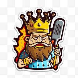 皇冠卡通贴纸图片_国王的卡通贴纸，上面有勺子和燃