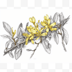 山茶花分隔栏图片_马修布朗宁的黄色山茶花插图