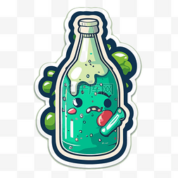 瓶子里的液体图片_瓶子里有绿色液体的贴纸 向量